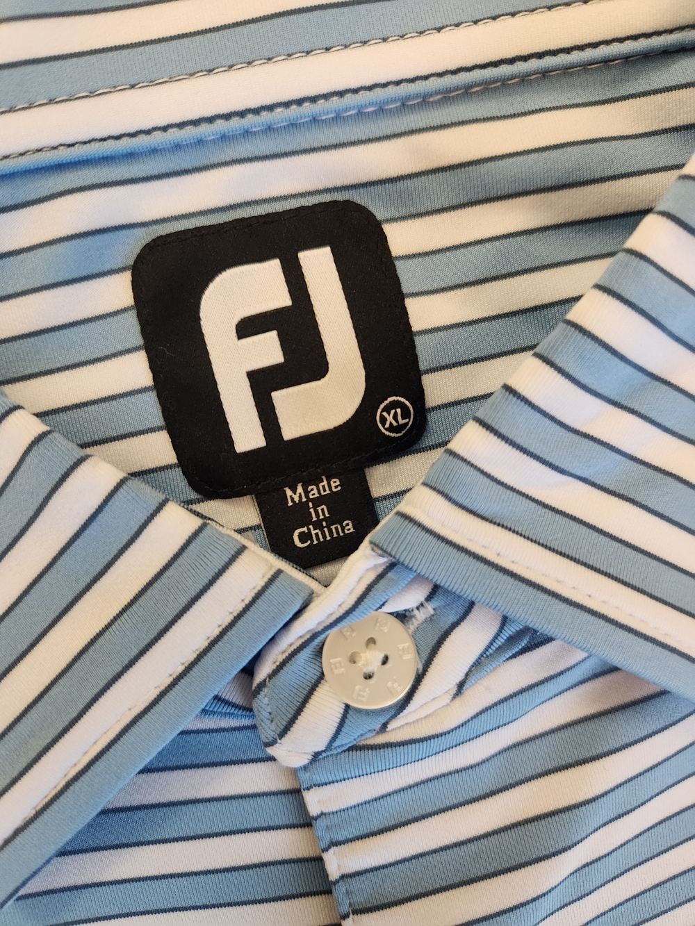 FootJoy NWT Lisle Mini Stripe Men's Golf Polo XL Blue/White Striped Wicking - Picture 4 of 10